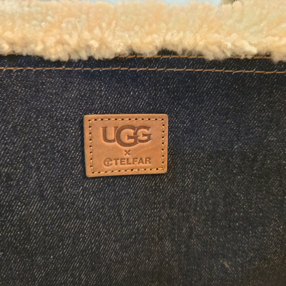 UGG x Telfar Large Denim Shearling Logo Bag Limited Edition - Picture 7 of 16